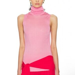 Helsa Arlena Sleveeveless Turtleneck in Pink Size XL